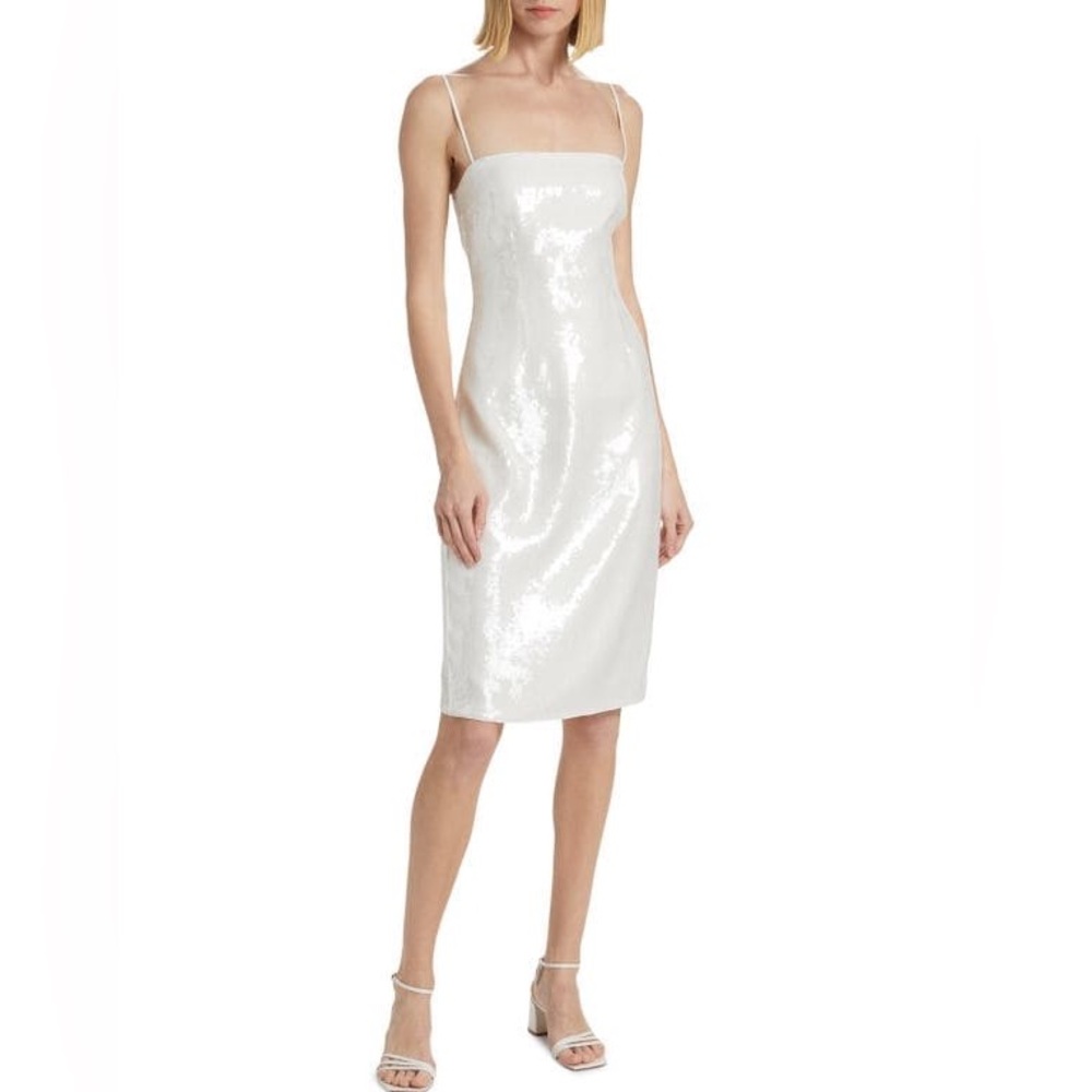 Theory White Sequined Square-Neck Slipdress 2